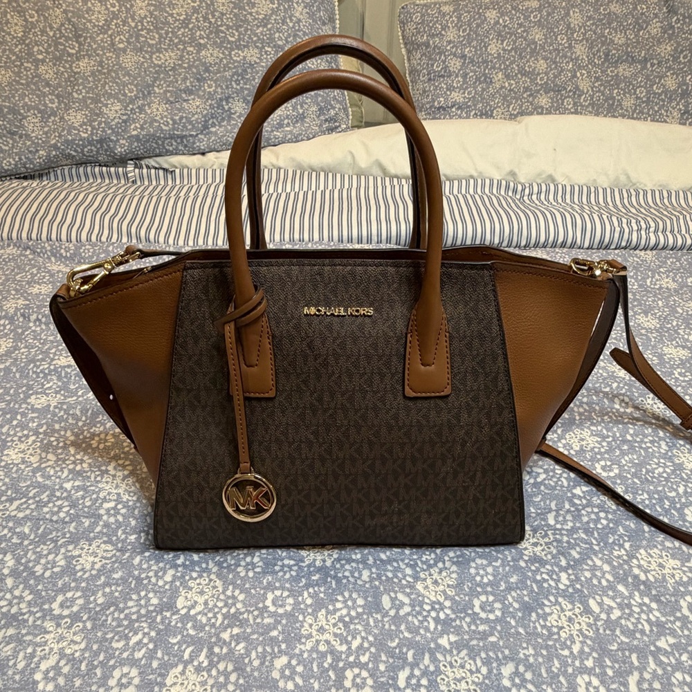 Michael Kors Dark Brown and Tan Satchel